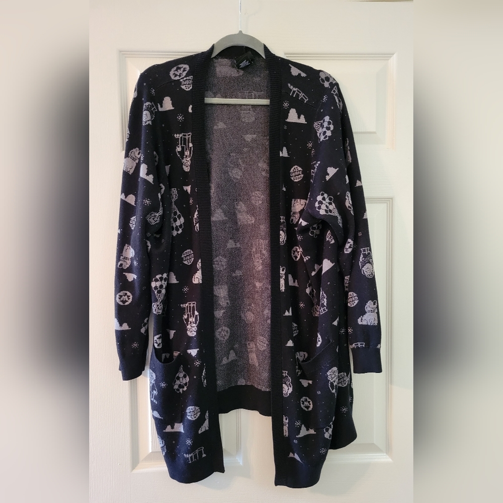 3X Torrid Cardigan - Jacquard Disney Pixar Up Characters - Black & Grey